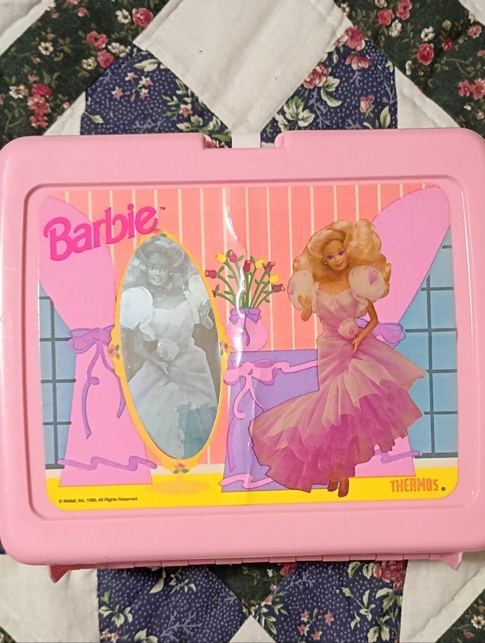 Vintage 1990 Thermos Pink Barbie Lunchbox Brand New